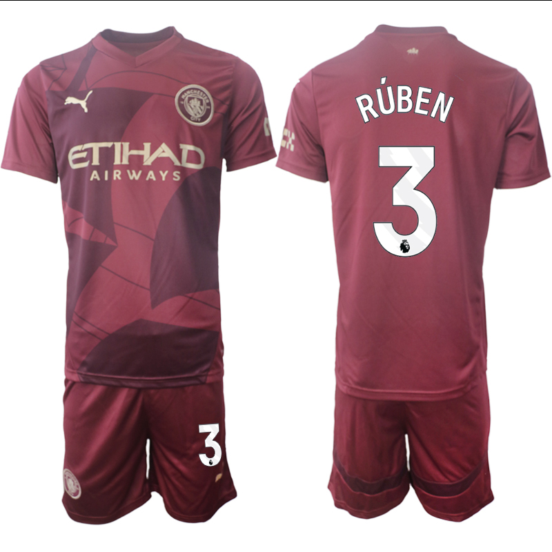 Men 2024-2025 Club Manchester City away red #3 Soccer Jersey->manchester city jersey->Soccer Club Jersey